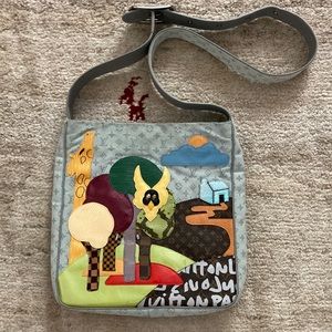 AUTHENTIC LOUIS VUITTON VINTAGE CONTE DE FEES MESSENGER PATCHWORK CANVAS LIN BAG